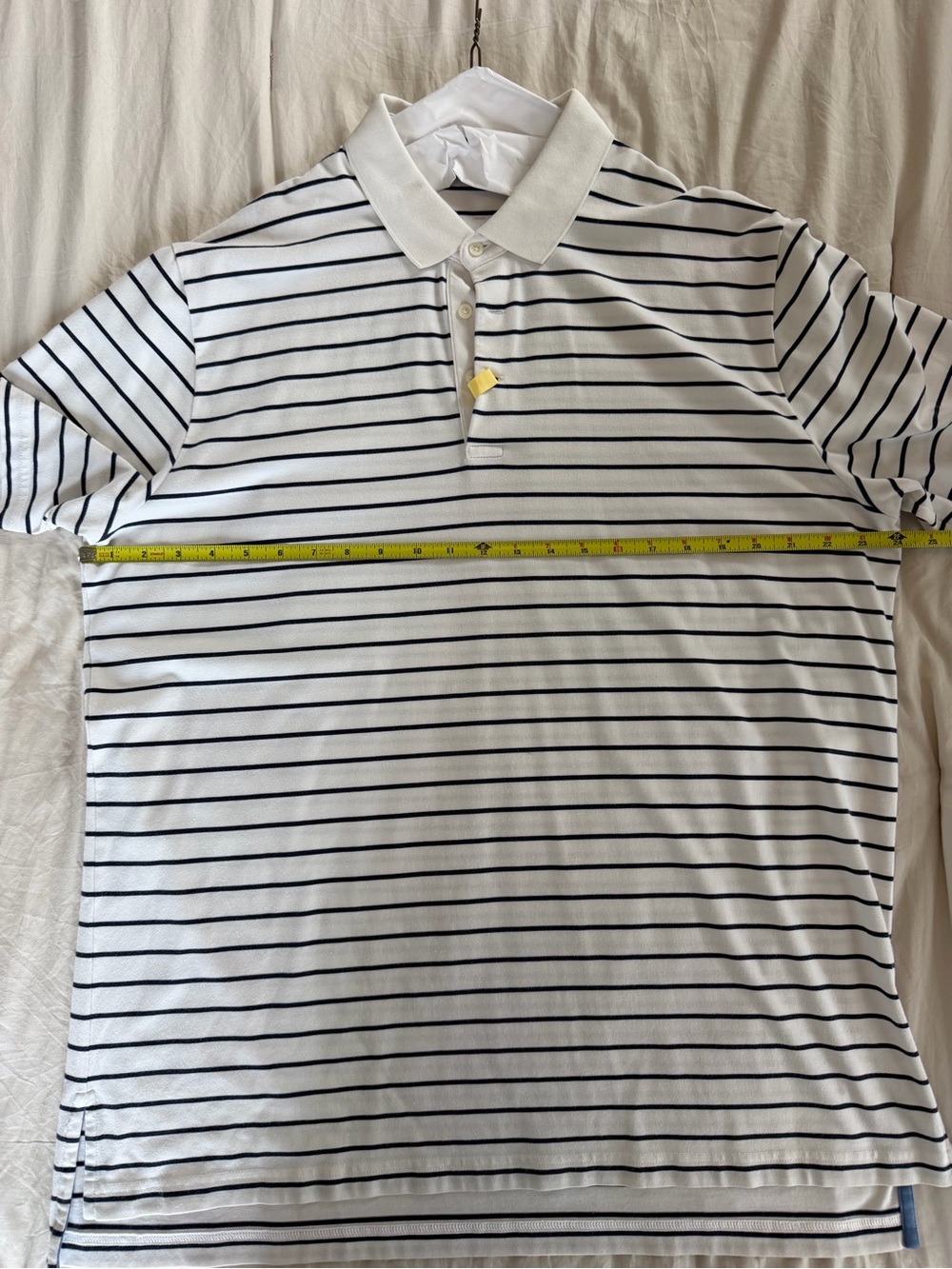 Classic White Polo with Black Stripes - Short Sleeve